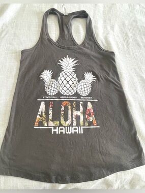 Aloha Hawaii Pineapple Graphic Racerback Tank - gray